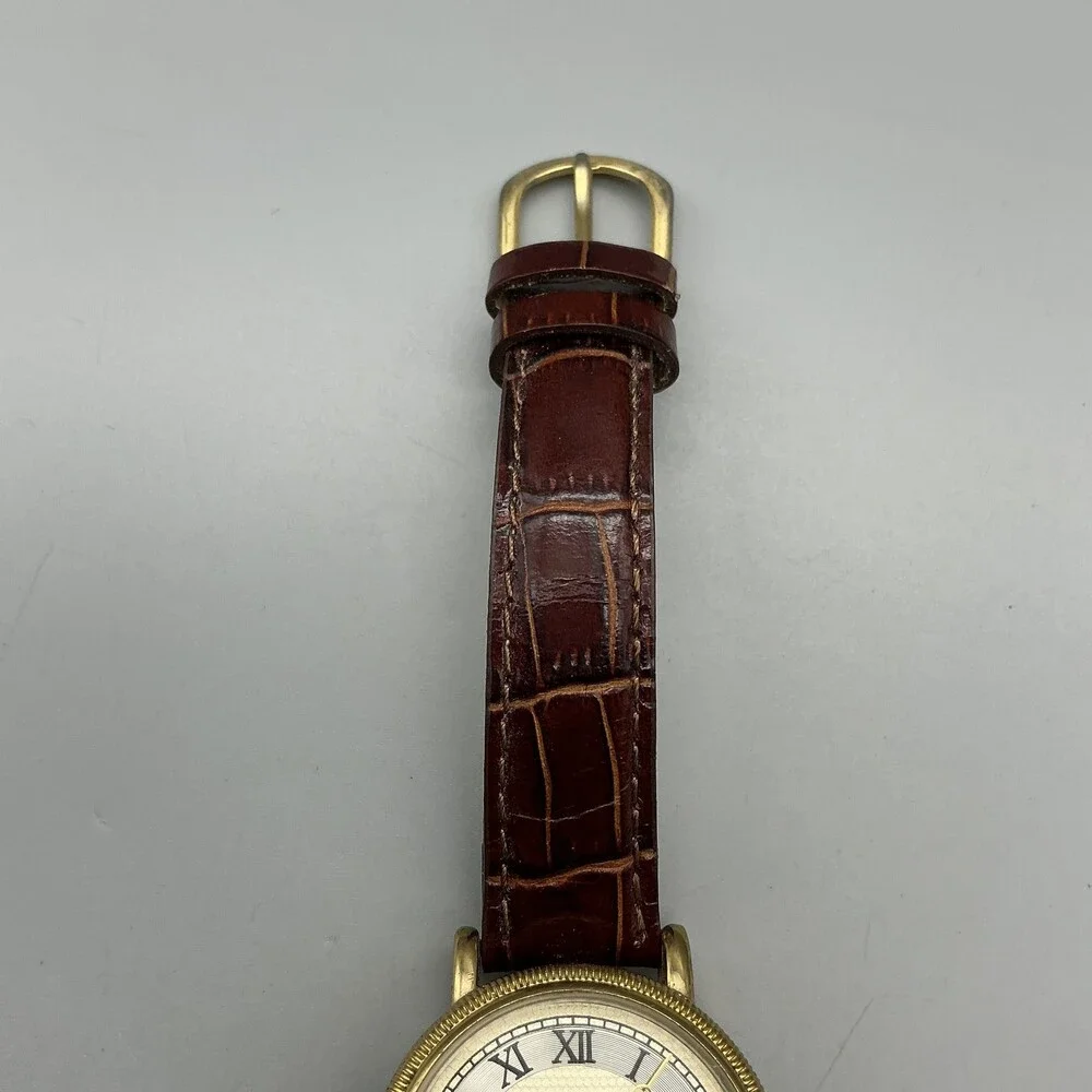 Kessaris Womens Watch 30mm Gold Tone Cream Dial Date 17255 Leather Automatic